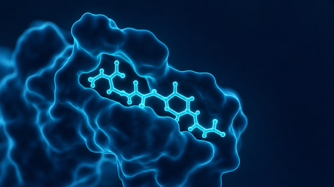 Cyan visualisation of two growth hormone peptides side by side — Ipamorelin vs CJC-1295