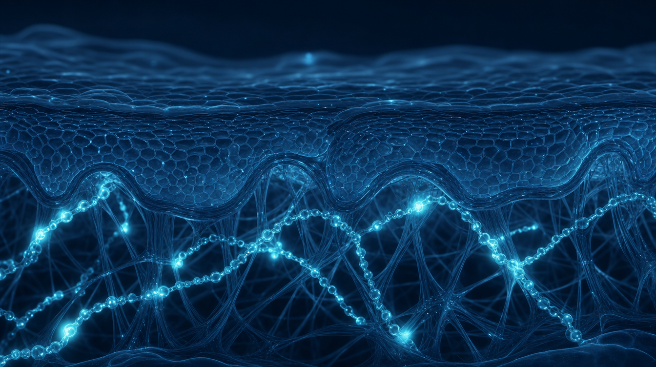 Cyan visualisation of three combined research peptides — KLOW blend research