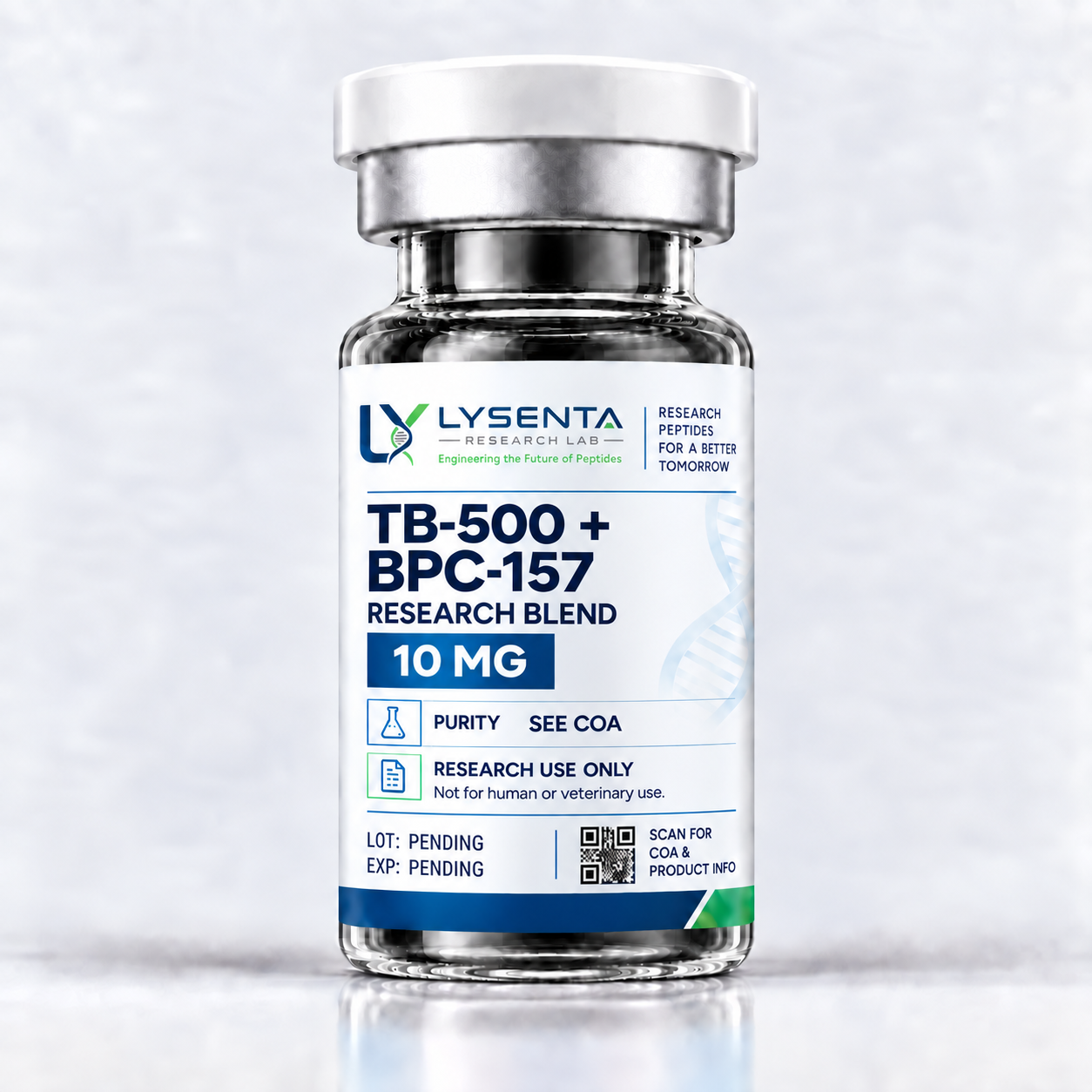 BPC-157 + TB-500 Wolverine blend 10 mg recovery research peptide vial — LYSENTA