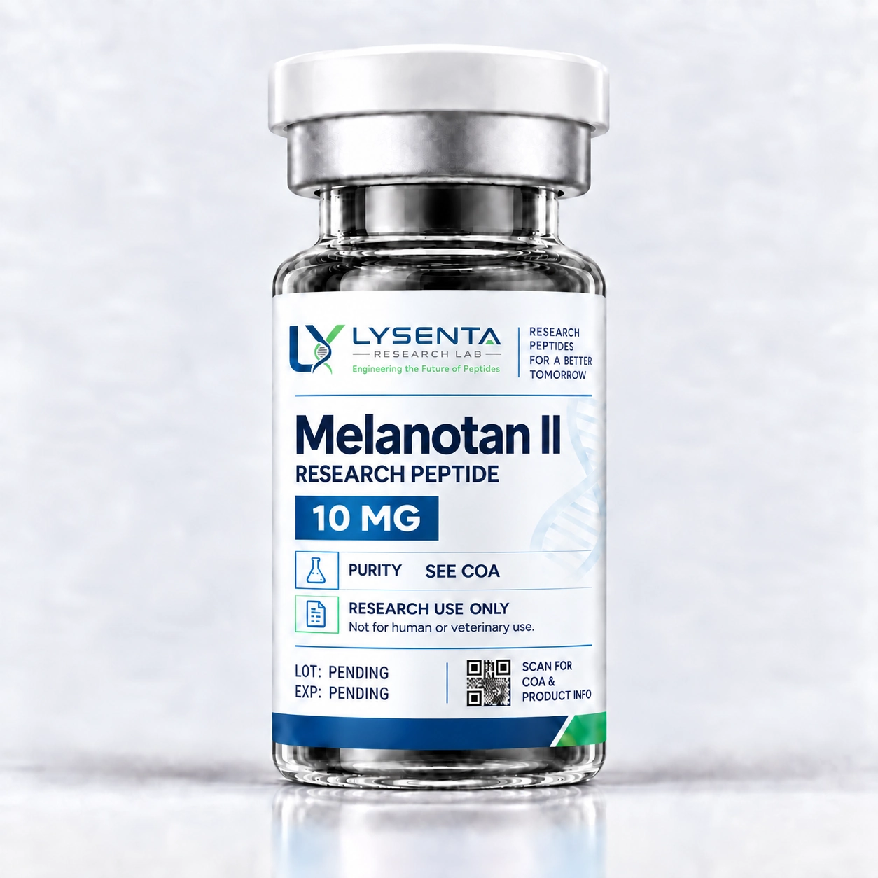 Melanotan II 10 mg pigmentation research peptide vial with lab certificate — LYSENTA