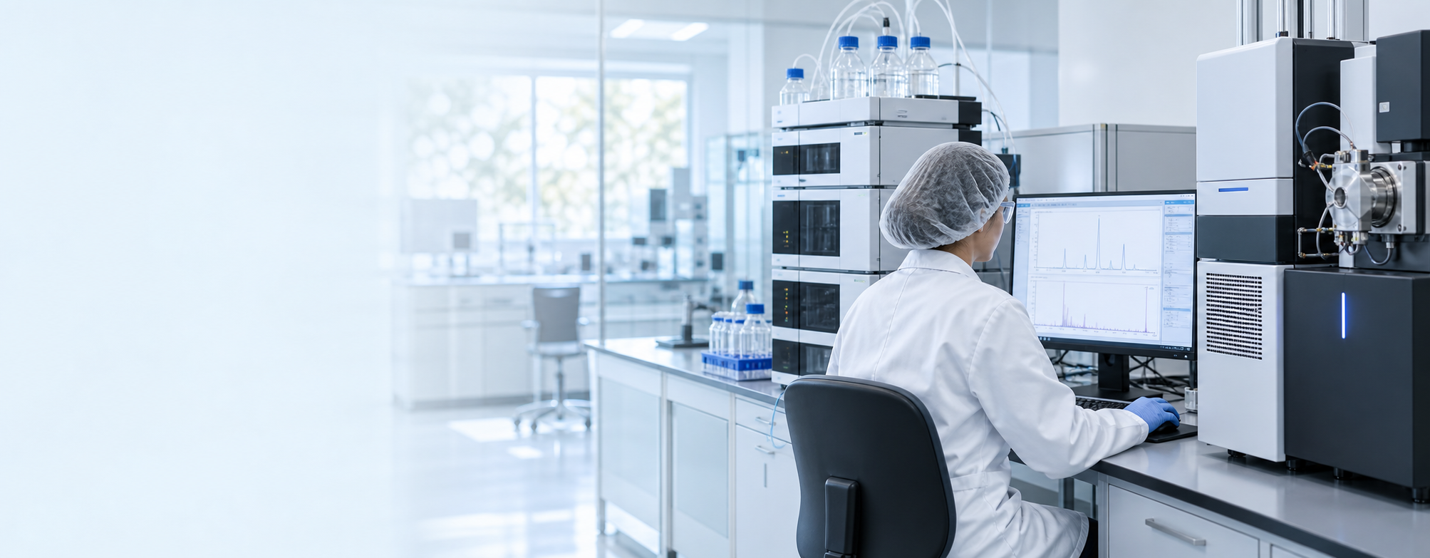 Analyst reviewing instrument data