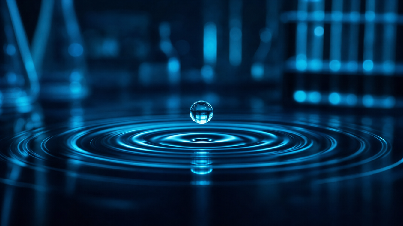 Sterile cyan water droplet — bacteriostatic water for peptide reconstitution