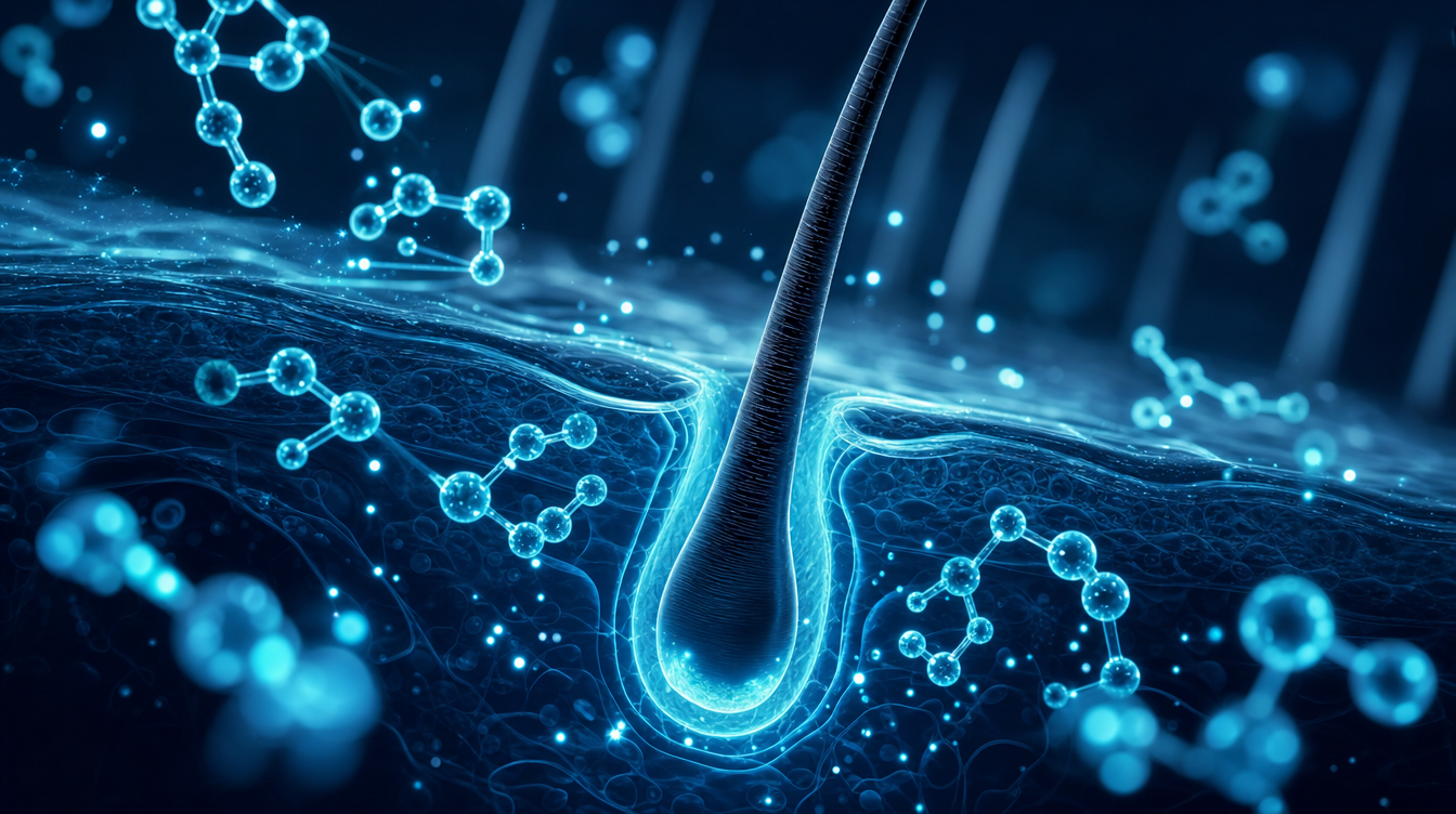 Visualisation of copper peptides around a hair follicle — copper peptide hair serum