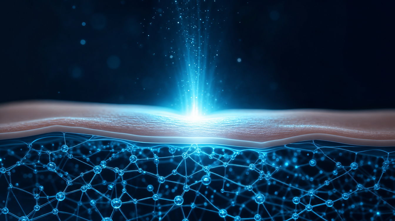 Visualisation of a luminescent skin surface with a peptide network — Glow Blend research