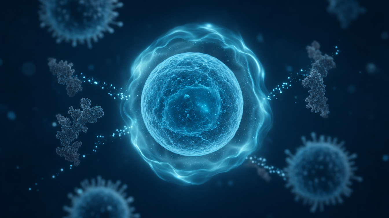 Visualisation of a calmed cell with suppressed inflammatory signals — KPV Immunology Research